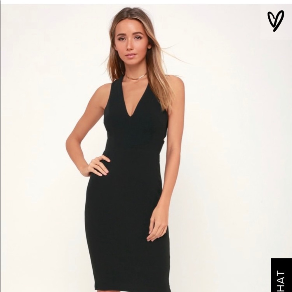 Lulus NWT Black strappy Bodycon Dress